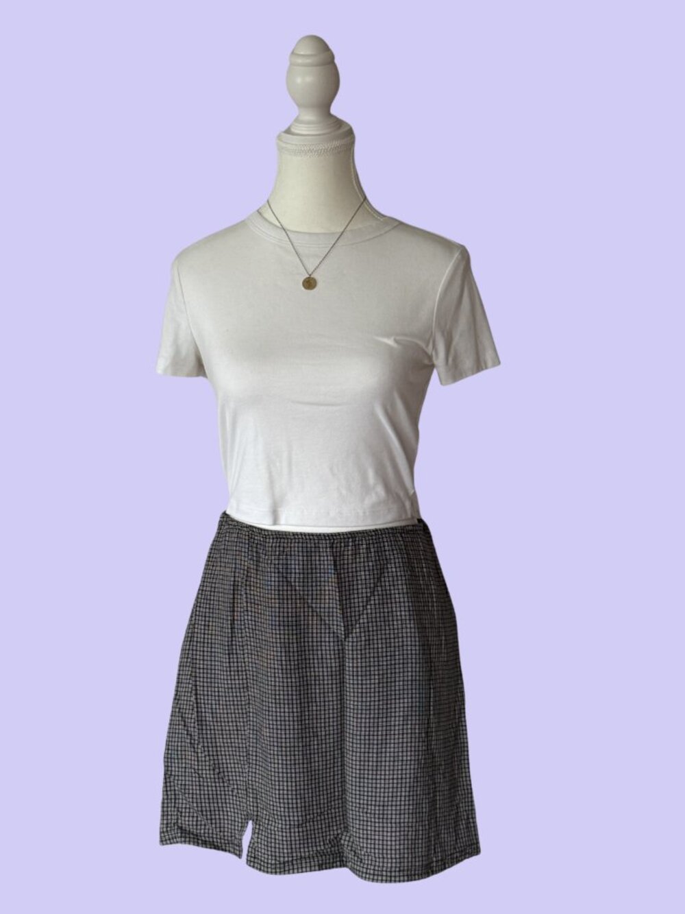 American Eagle Black Gingham Skirt With Slit